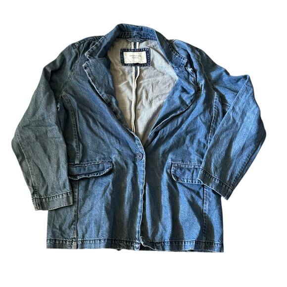 American Eagle Denim Shirt Shacket Size Large Casual Boho Basic Western Everyday - Picture 1 of 5